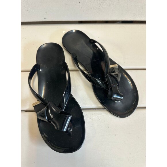 Ted Baker London Black Luzzi Bow T Bar Jelly Flip Flop Sandals EU37 US 6.5 - Picture 2 of 8